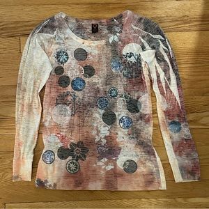 Women’s Ojai Multi-Colored Abstract Long-sleeved Pullover Top, Small